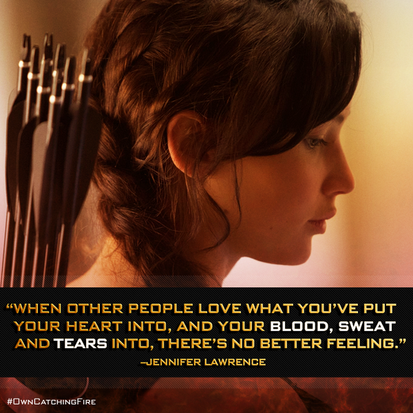 TheHungerGames's tweet photo. Jennifer Lawrence reflects on her role as the Girl on Fire... #OwnCatchingFire today! http://t.co/clp0Unv6Gl http://t.co/xtznOcaVPe