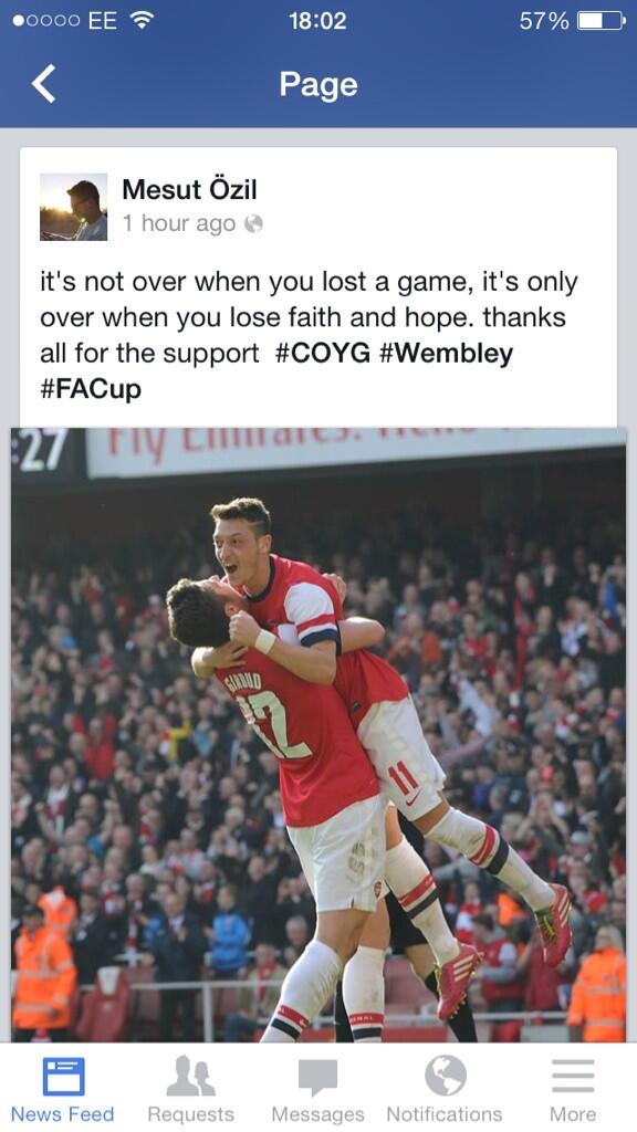 Arsenal star Mesut Ozil posts deep message & celebratory photo to Facebook post win v Everton BiOUFXWIcAEoKIe Arsenal star Mesut Ozil posts deep message & celebratory photo to Facebook post win v Everton