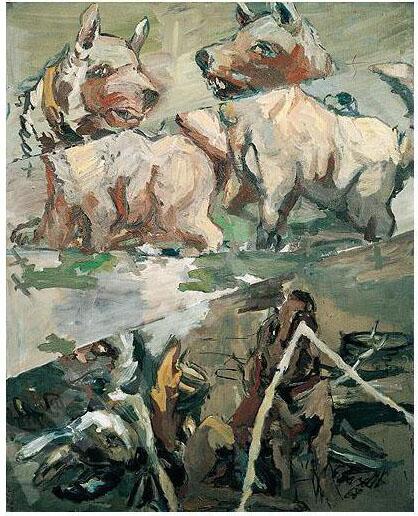 ゲオルグ・バゼリッツ 『灰色の犬と三本線』(1968) Georg Baselitz