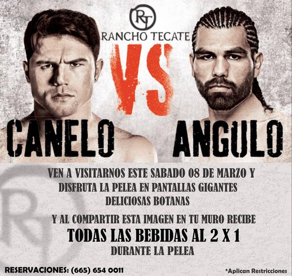 Lo prometido es deuda Acompáñanos este Sábado 08/Marzo y disfruta de la pelea con esta promoción especial