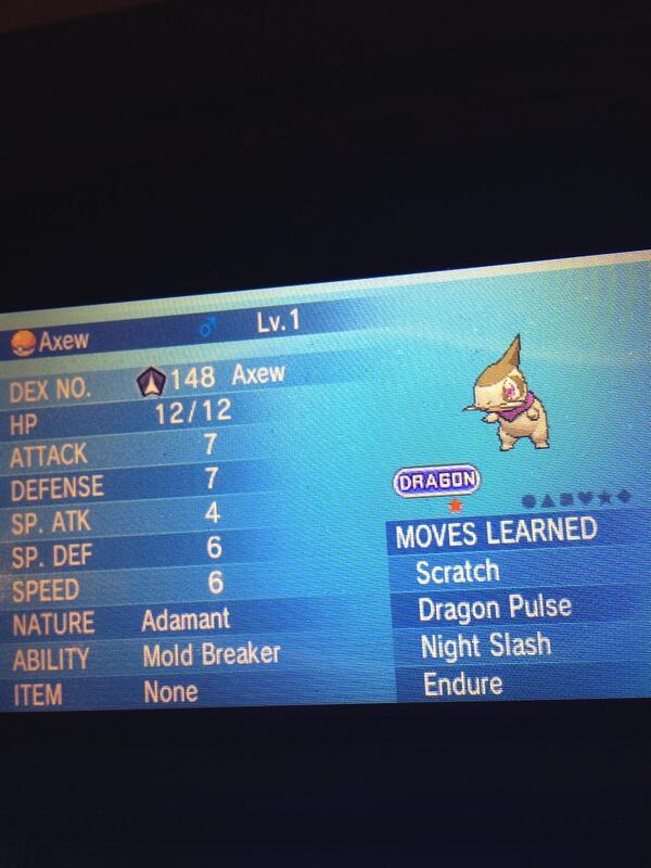 GalacticElliot's tweet photo. Retweet for a chance to win this 6IV SHINY Axew! Giveaway ends tomorrow night! http://t.co/PRQX3cyqHl