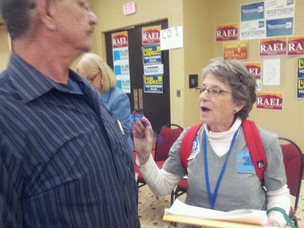 CherylHaase's tweet photo. @Judy Smith working the room at #NMDemconvention #Alanwebber http://t.co/NkZAdTbzHz