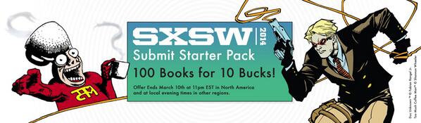 Comixology's tweet photo. IF YOU DIDN'T HEAR at the @sxsw GEEK Stage – 100 #cXSubmit books for only $10! NO FOOLIN' http://t.co/mFoUK9K5X8 http://t.co/hdQAYetLxo