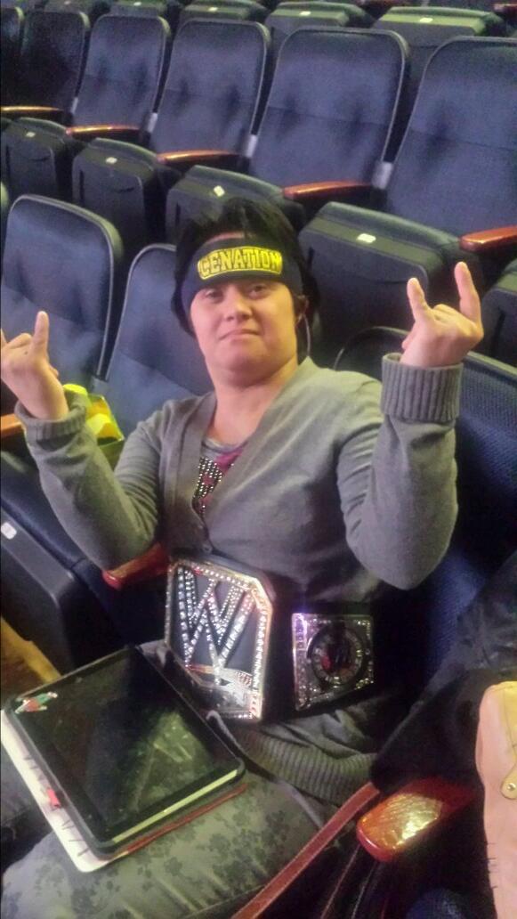 Quixotic66's tweet photo. Brought my sis to see John Cena!  #wwemsg http://t.co/bX1nOjOoHc