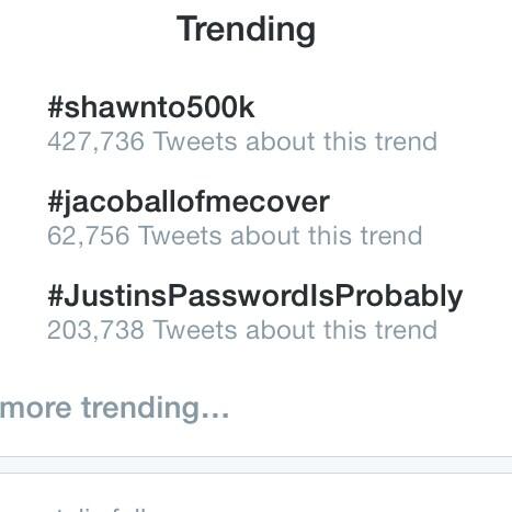 ShawnMendes's tweet photo. #shawnto500k  has 400k tweets ! 😍 holy shit ! You guys are crazy ! ❤️❤️ http://t.co/yBJBd0fM7T