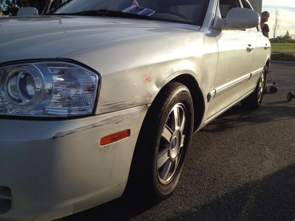 davidlewis's tweet photo. A trip to California is not complete without a good hit and run accident. Everyone's ok thankfully. http://t.co/OWBKlwCKUU