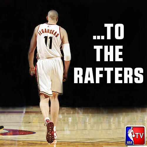 NBATV's tweet photo. #11 is being raised NOW on @NBATV!!! Congrats to Big Z!! http://t.co/oZXujtofwJ