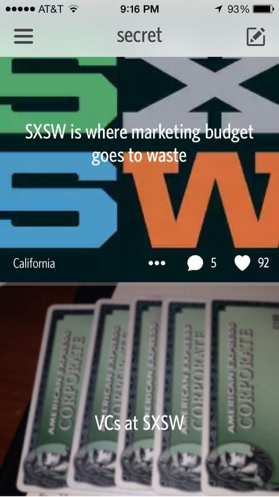erickschonfeld's tweet image. "SXSW is where marketing budgets go to waste" #NotaSecret