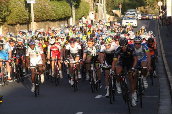 Go Kevin GO! <a href="/kevinevansracin/">Kevin Evans</a> leading the Argus Cycle Tour in Simon’s Town