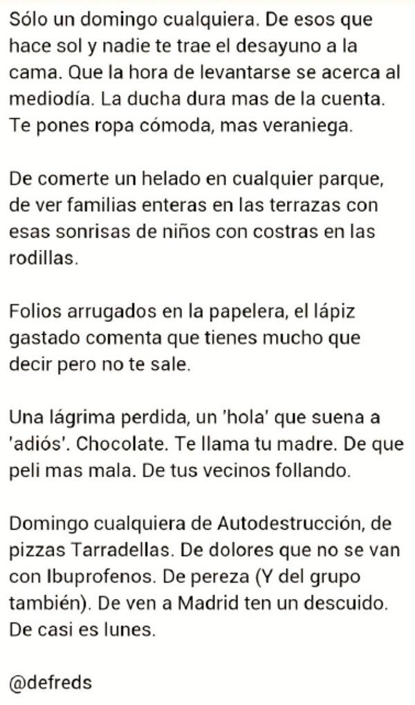 Defreds's tweet photo. 'Un domingo cualquiera' http://t.co/wXMHpQ63Se