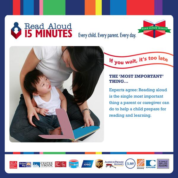 ReadAloud_org's tweet image. Reading aloud is the single most important thing a parent can do to help a child prepare for reading and learning.