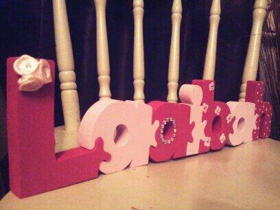 Sandy_DollyFace's tweet photo. Busy...busy at Dolly-Face HQ ;-) Jigsaw lettered wooden name, beautifully embellished  #crafts #girly #handmade 
:-) http://t.co/CV10CLWH5E