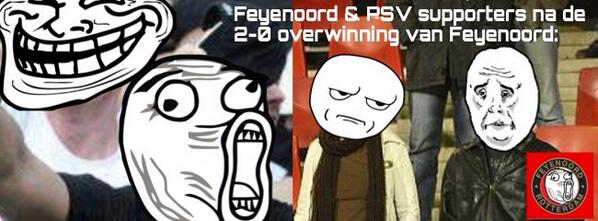 FeyenoordMemes's tweet photo. Hoe Feyenoord &amp; PSV supporters zich voelen na de 2-0 overwinning van Feyenoord ... http://t.co/SVdqzIPTLe
