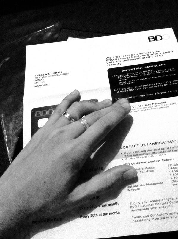 drewguisinga's tweet image. BDO delivered my updated credit card. #moresecurity 🔐