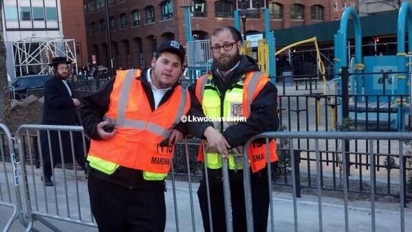 CJChaveirim's tweet photo. NYC: PHOTO: Lakewood Chaveirim members at the #AtzeresTefillah #NYAtzeres #Giyusprotest #Atzeres http://t.co/qunXF5PfvW