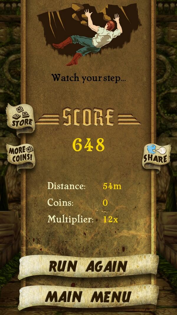 brandon78wcm's tweet photo. I got 648 points while escaping from demon monkeys. Beat that! http://t.co/7rg4MhRDKq #TempleRu http://t.co/MxekX3Ka5U