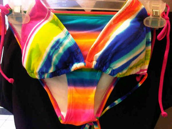 Rainbow triangle bikini. 