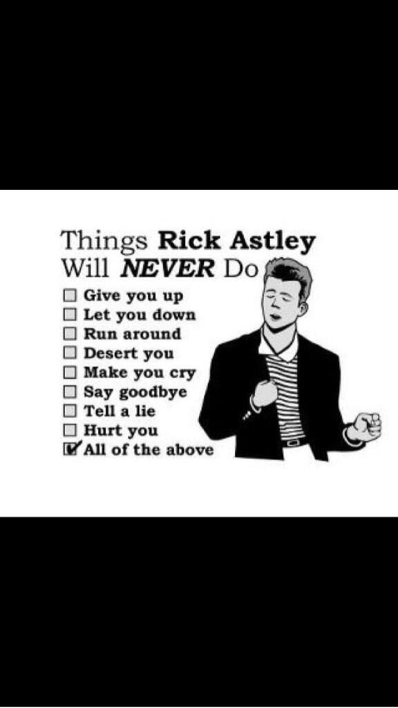 Rick Astley Would Never Pie Chart