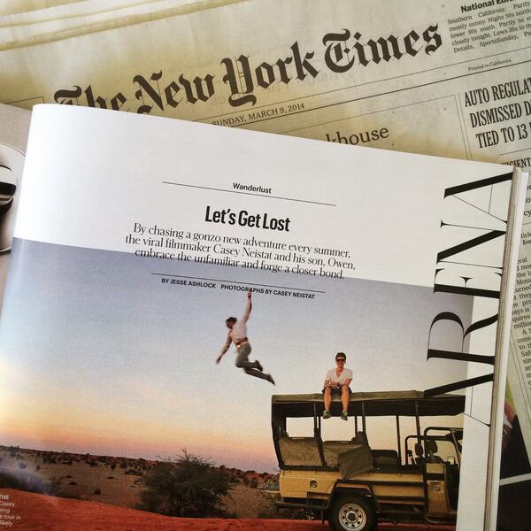 Casey's tweet photo. pick up a copy of the New York Times today. great piece by @jesseashlock about Owen and me - http://t.co/xDMqSXU65P http://t.co/4oeaEXqOo5