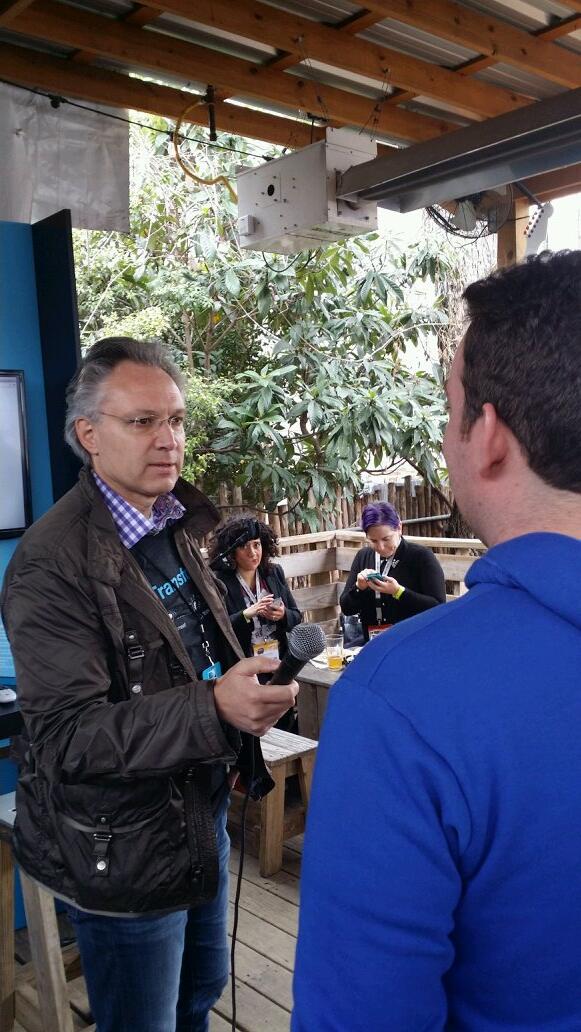 swithyco's tweet photo. Giorgio Vanzini engages the @CliveBarATX  crowd. Stop in. Stick around for our concert series. #TransformTV #SXSW http://t.co/GN7qvFdYl1