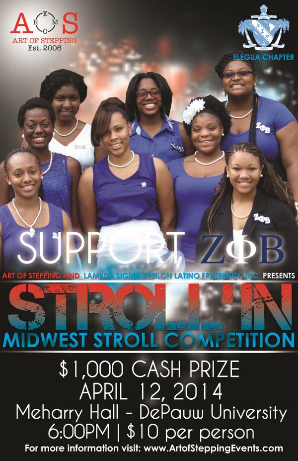 ArtOfStepping's tweet image. Support the sisters of @ZetaPhiBeta at #STROLLIN2014 !!! 4/12 - DePauw University!! RT