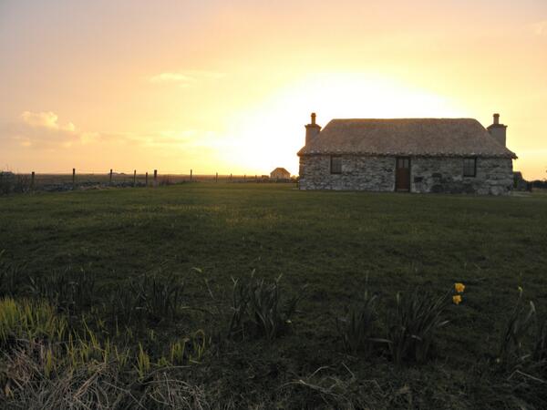 Corrodale Cottage with a halo of spring sunshine   #Hebrides uistholidaycottage.co.uk <a href="/TheHebrides/">The Hebrides</a> <a href="/ScotlandOutdoor/">ScotlandOutdoors</a>