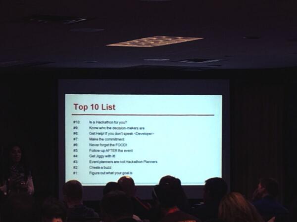 GoAnalog's tweet image. Top 10 List for your org&apos;s hackathon #hackhacks #DFCBSXSW2014 #SXSW