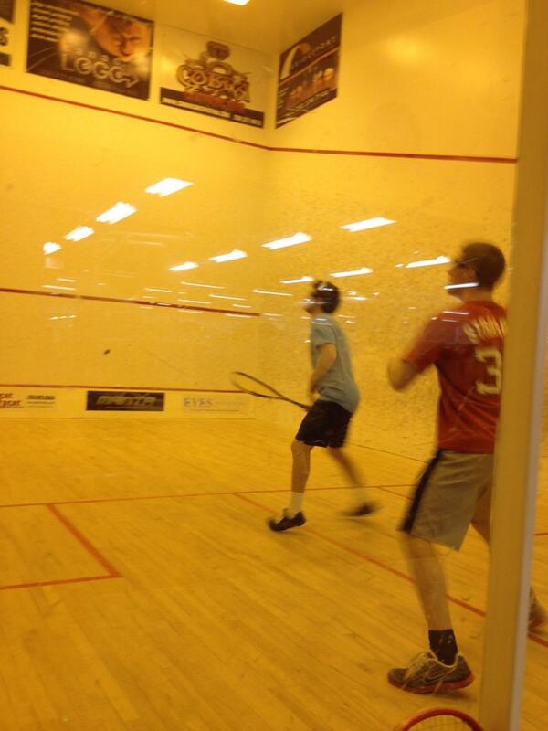 bpgallant's tweet photo. Huge afternoon squash battle of former junior teammates w/ @Ansoncarmody &amp; @adamacasey in Kamloops. #beersweats http://t.co/xrYaIlGFmU