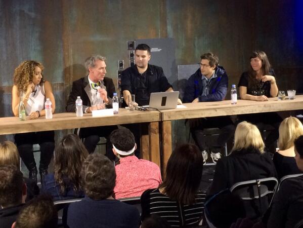 shoptoday's tweet photo. Let's get nerdy with Bill Nye the Science Guy and Andy Samberg. #sxsw2014 #sxswbydc http://t.co/Q1rHQNtL1G