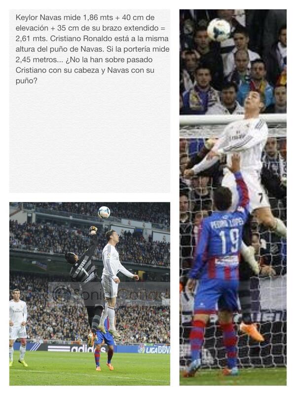 KalshiTen's tweet photo. Para los incrédulos: Explicación de la imagen del salto de Cristiano Ronaldo. (Cifras muy aproximadas) http://t.co/IoYbeO0x16