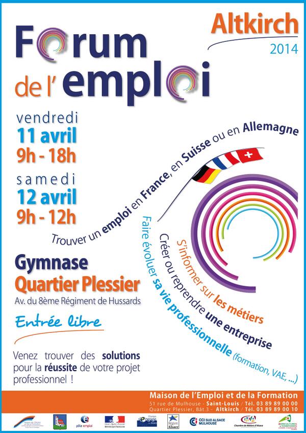 L'affiche du Forum de l'Emploi qui se déroulera à Altkirch les 11 &amp; 12 avril