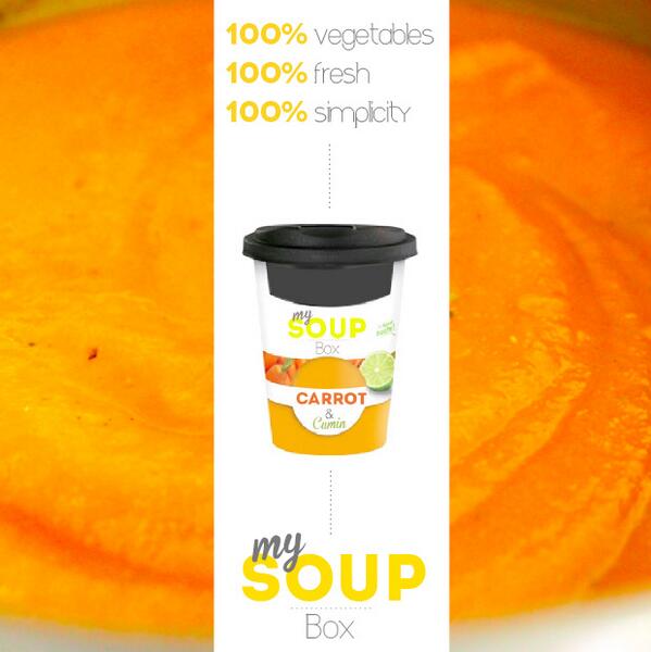 MySoupBox's tweet photo. Our new ads for the Carrot &amp; Cumin Soup Box. Simple, just like us ;) #MySoupBox #iesegsmm #authentic #taste #Fresh http://t.co/dgZ9VVqu43