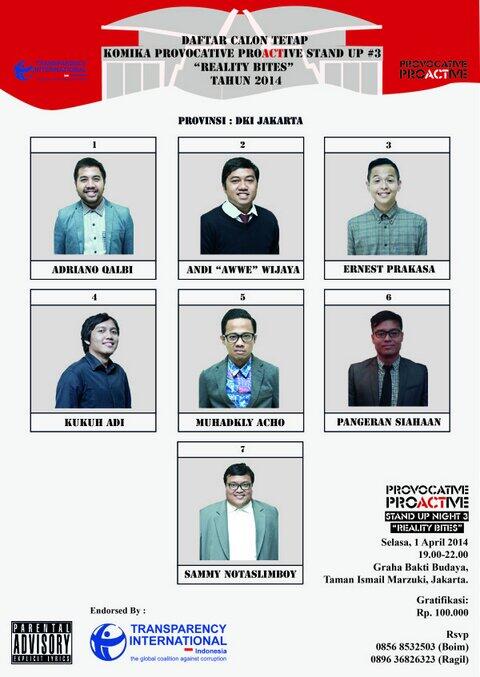 fadjroeL's tweet photo. INFO @TIIndonesia: #PPStandup Vol.3:RealityBites, Selasa, 1/4 pkl 19 WIB @ GrahaBaktiBudaya TIM Jakarta http://t.co/TPiKJvLsjK @PedomanNEWS