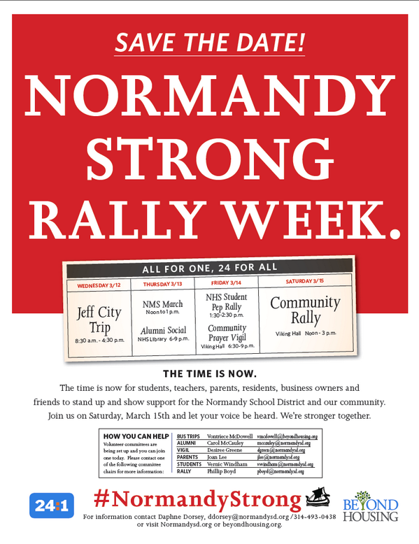Here's a listing of our Rally Week Events! Kicks off with Jeff City Trip! #normandystrong @BeyondHousingMO