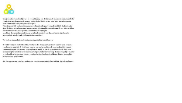 talentplanner's tweet photo. Gezocht enthousiaste journalist/ documentairemaker http://t.co/CnxFmLCr1r