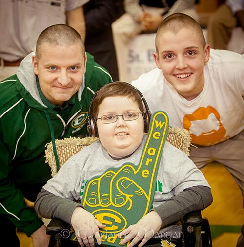 mamamangan's tweet photo. Coach Eric Flannery with Matt and Big Mike Orbany @CoachFlan @wearesteds @StBaldricks http://t.co/XEIL4nb98o