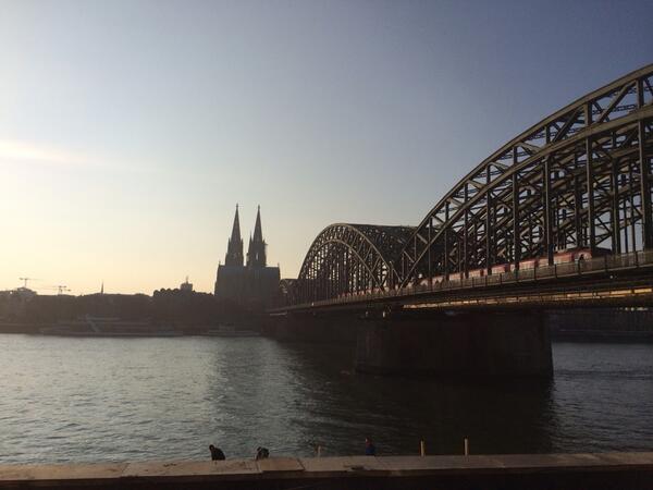 Cologne Cathedral from the Rhine River during visit to Teddington Air Curtains factory visit.