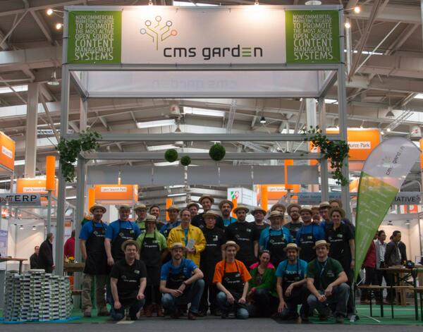 cmsgarden's tweet photo. #CeBIT booth team day 1. THANKS folks! @joomla @drupal @WordPress @typo3 @contaocms @CONTENIDO @plone #scientificcms http://t.co/jF7fr0HvRK