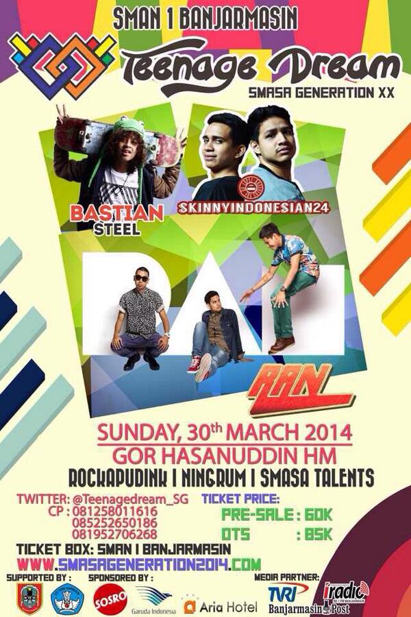 SpensaBjm's tweet photo. “@Teenagedream_SG: Hallo @SpensaBjm dateng yaa ke acara closing party Teenage Dream 2014 tanggal 30 Maret :) http://t.co/suAisEcEqc”