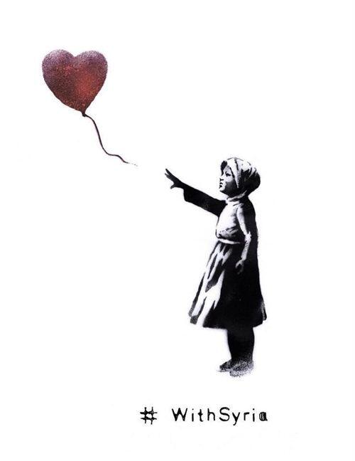 A3Noticias's tweet photo. Bansky apoya la campaña #WithSyria con una versión de su famoso mural 'Niña con el globo'
http://t.co/6s0iBRIPap http://t.co/marSl5COe3