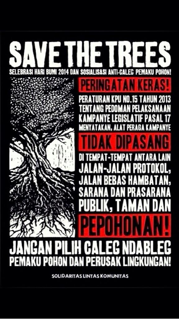 arbainrambey's tweet photo. Cabut poster di pohon! http://t.co/BZcr4U90DX