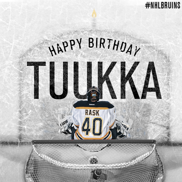 NHLBruins's tweet photo. RT this to wish a Happy 27th Birthday to #NHLBruins goalie Tuukka Rask! http://t.co/KzUP4daK9F