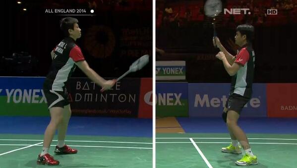 netmedia_info's tweet photo. Pemanasan dulu sebelum menggilas pemain lawan nih Owi / Lilyana #NETAllEngland2014 http://t.co/dt1gQTMOJA