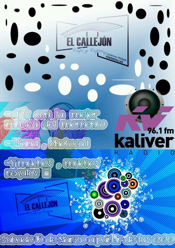 CALLEJON_Torde's tweet photo. Sabado 15 de marzo a partir de las 0:00 Fieston @KaliverRadioFM te esperamos !!!!! http://t.co/F3epVGYsXQ
