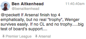 SportsYapper's tweet photo. What do you think #Wenger's future at #Arsenal is?  Here's what some Yappers think:  http://t.co/IIBpWpiKzp http://t.co/wZb0vKWSFO