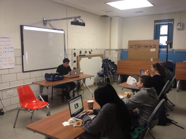 nyclabschool's tweet photo. Tech Team leader Michele R teaching lessons in @ProcessingOrg - showing off final project from Coding last semester http://t.co/0MPaD0g2wZ