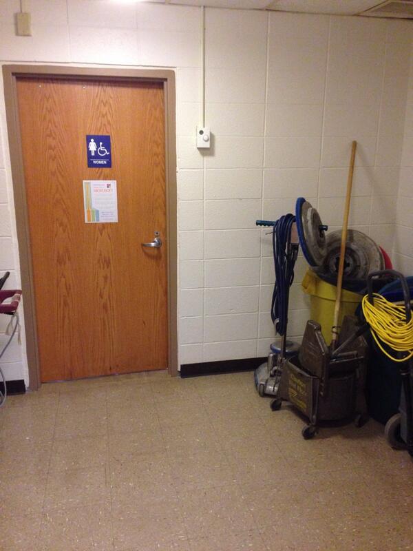 EmilyACourt13's tweet photo. Which came first, the girl's bathroom or the utility closet? #waittherearegirlsinrolla? #afterthoght http://t.co/Mdg9YQraEf
