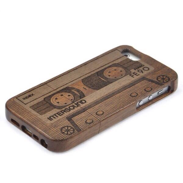 iPhone 5/5S Hand Engraved Vintage Tape Wood Case. . '