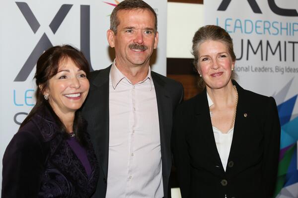 DupuisLangen's tweet photo. Exciting moment for our very own Anna Nyarady at the XL Leadership Summit! She met Chris Hadfield &amp; Leslie Landell http://t.co/0O1A0oSeh0
