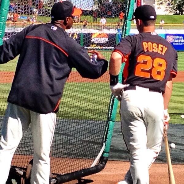 carmenkiew's tweet photo. Beautiful RT @rajmathai: Quite a sight to see: Barry Bonds coaching Buster Posey. #sfgiants http://t.co/uHaxRrLOxV
